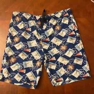 Chaps Men’s Cotton Shorts Navy Compass Stamps